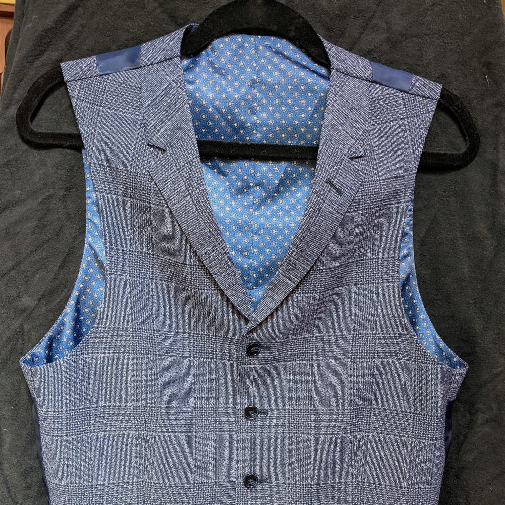 Blue Bold Check T.M. Lewin Slim Fit Vest